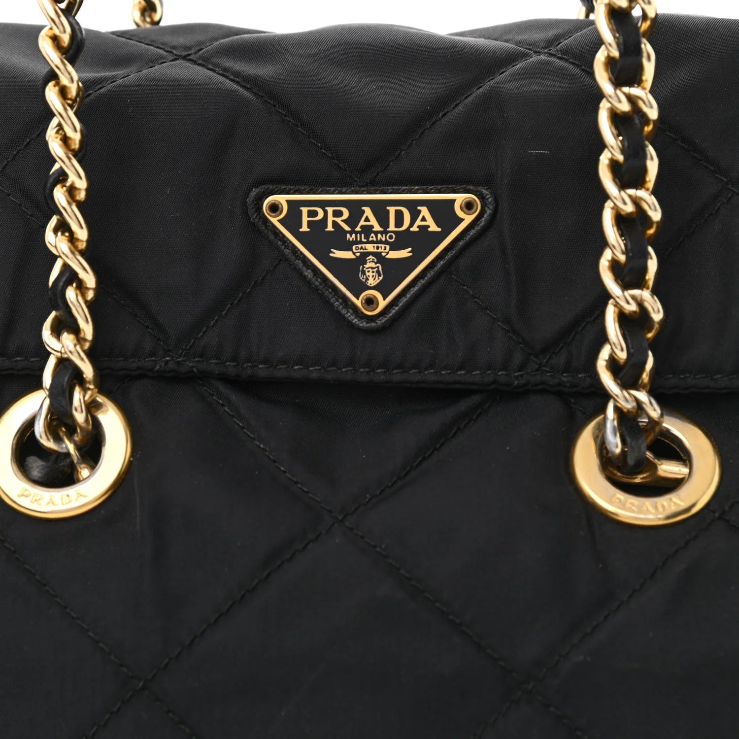 Prada Nylon Tessuto Impuntu Quilted Flap Shoulder Bag Black