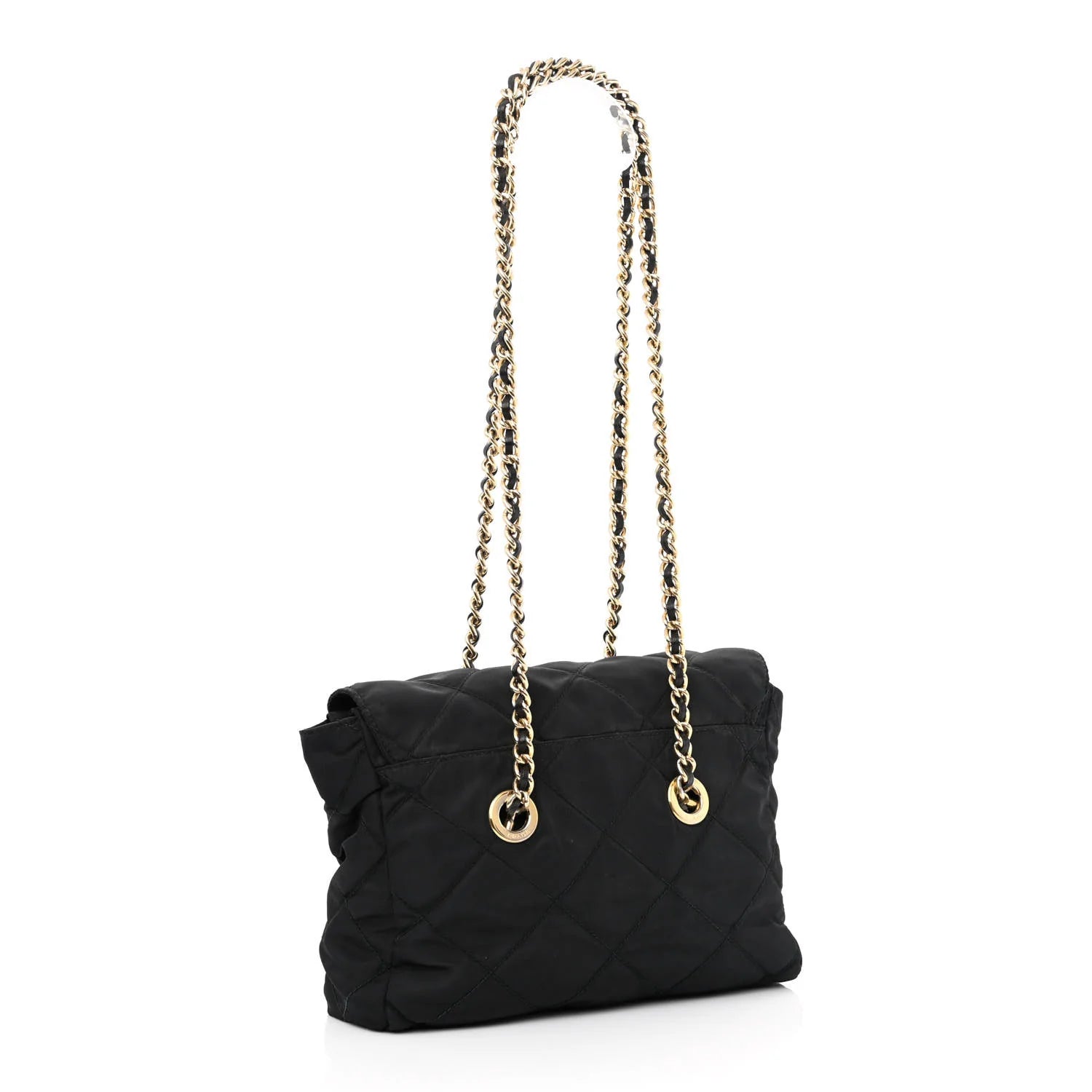 Prada Nylon Tessuto Impuntu Quilted Flap Shoulder Bag Black
