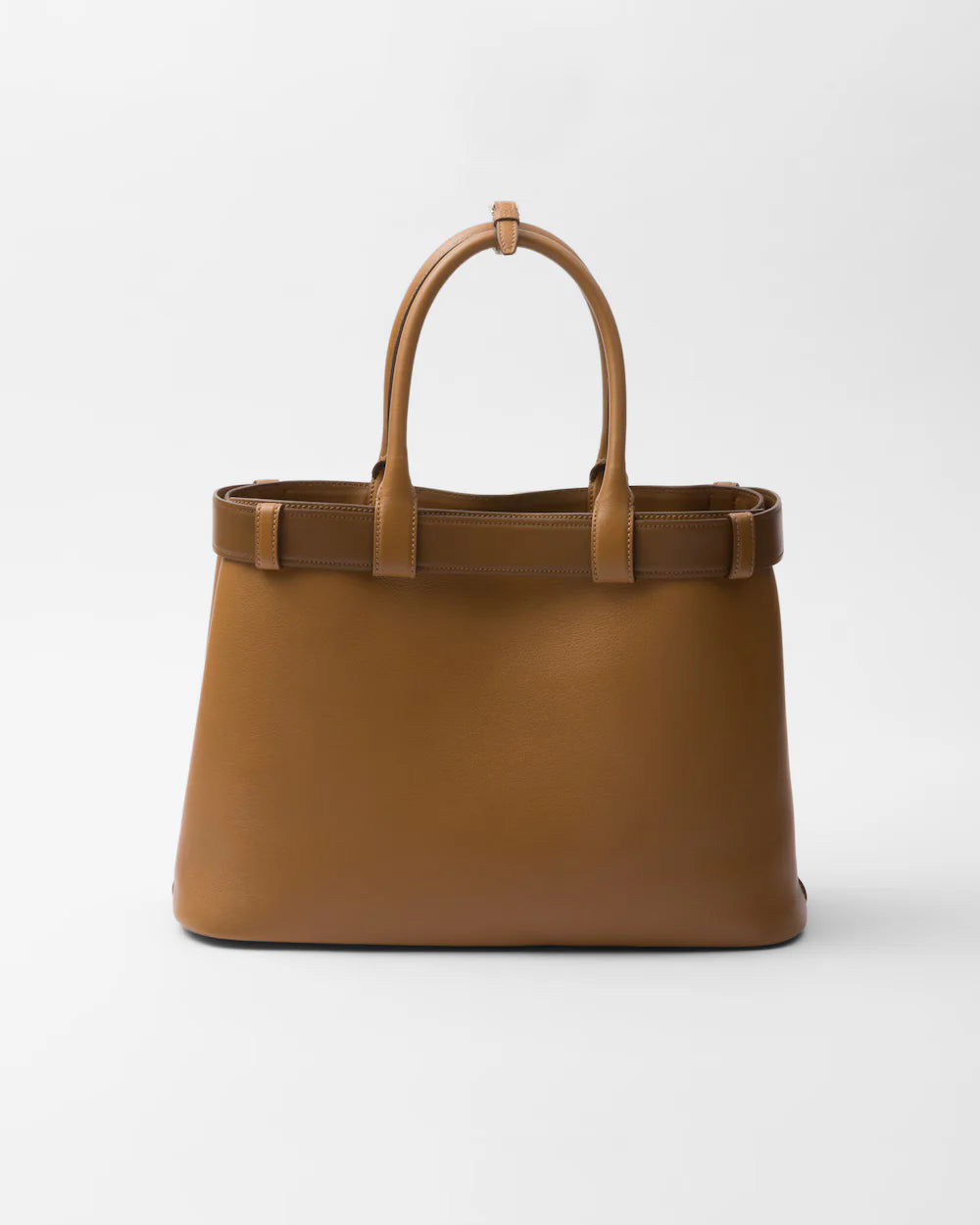 Prada Buckle Large Leather Handbag With Double Belt