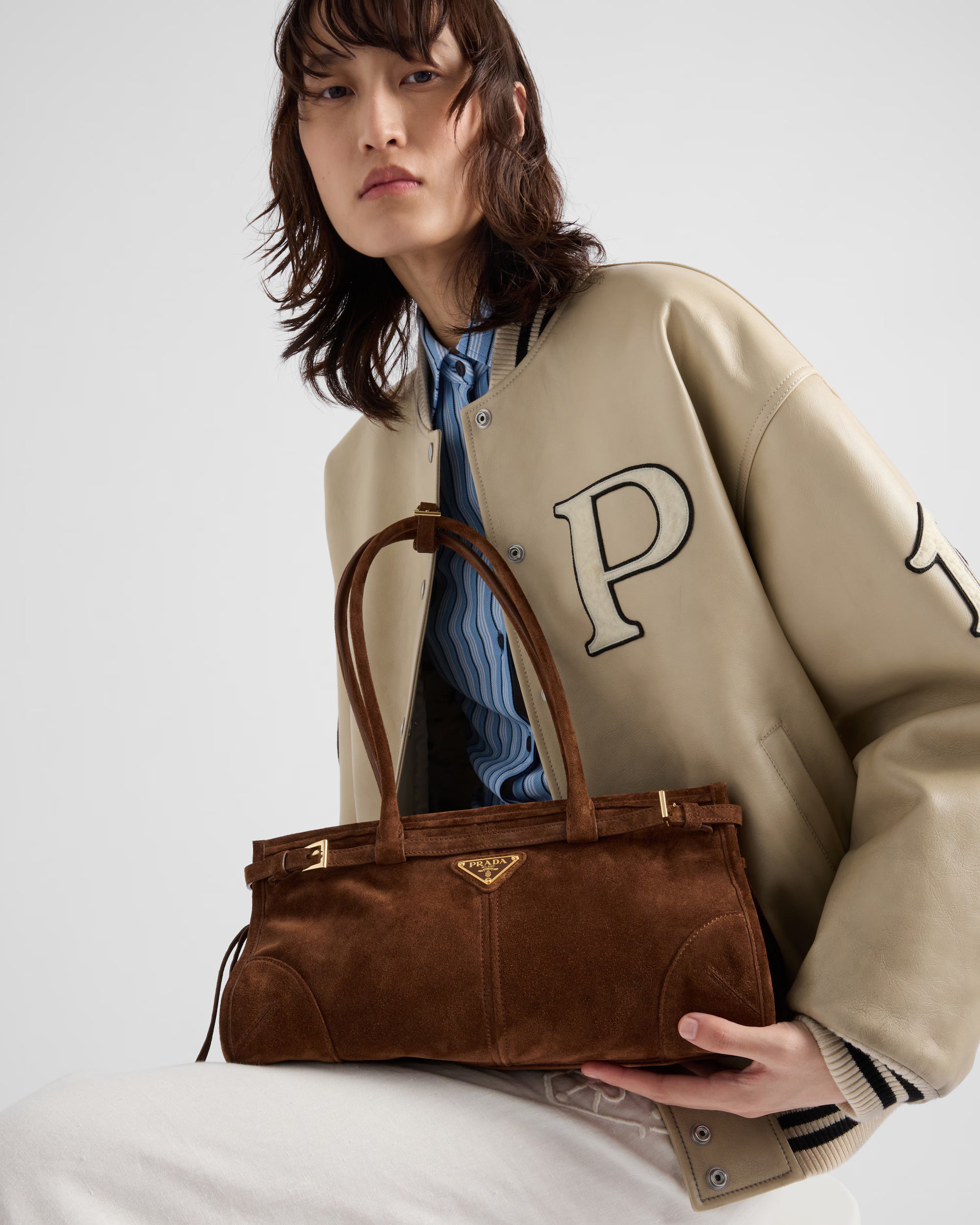 Prada Bonnie medium suede handbag