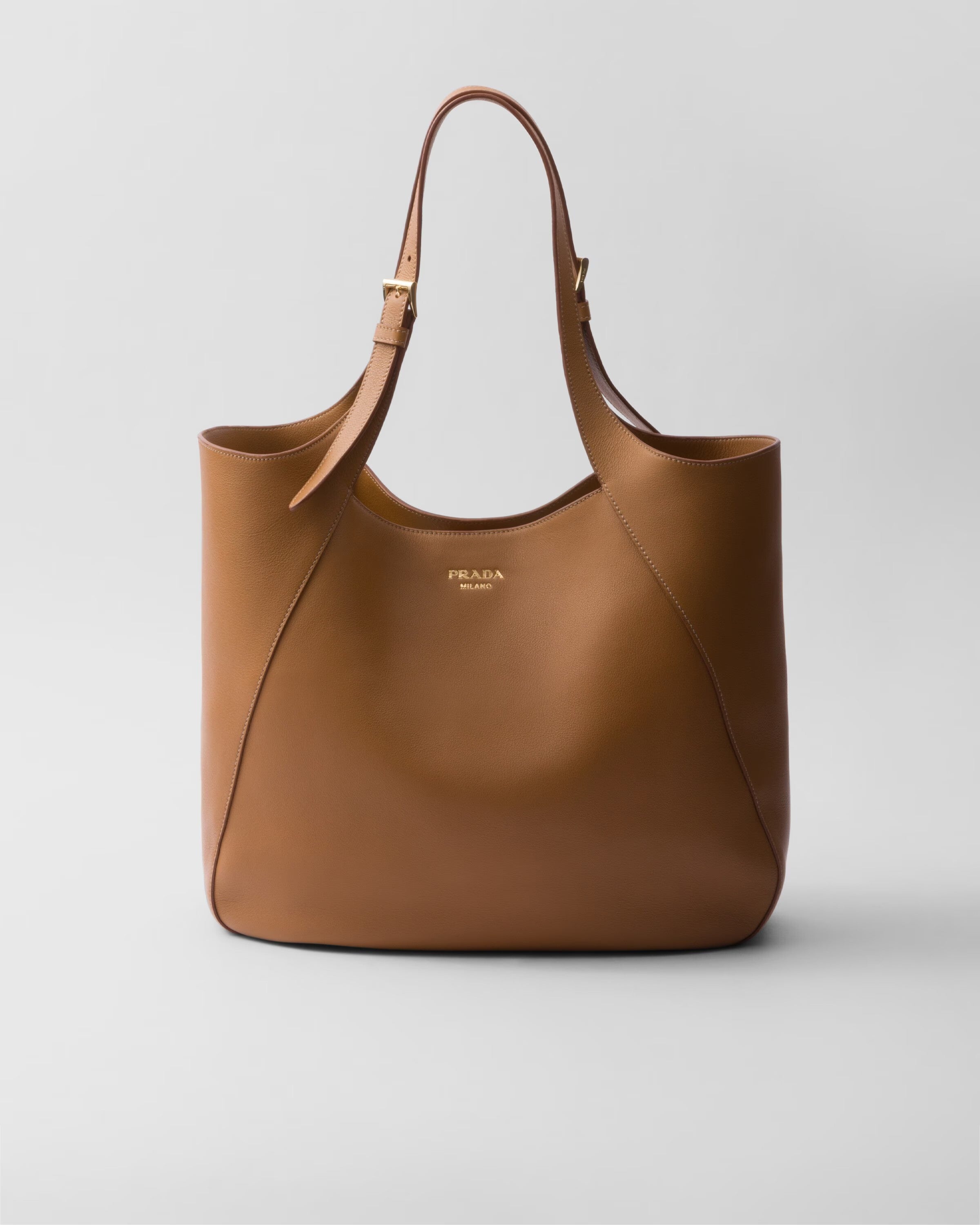 Prada Large Leather Tote Bag Brown